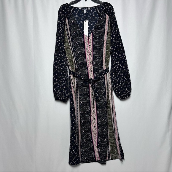 Cupcakes and Cashmere Boho Print Long Sleeve Midi Dress with Belt sz M NWT - Picture 6 of 16